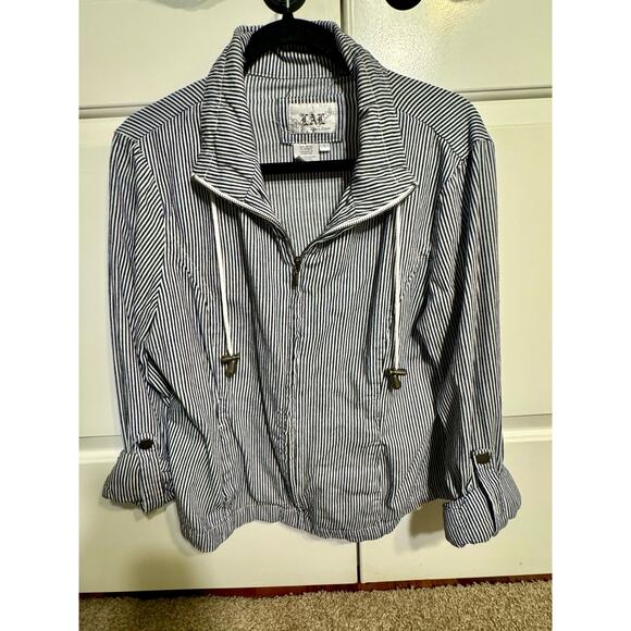 LAL Live A Little size Large Cotton blend, striped top with drawstring Jacket - Picture 1 of 6